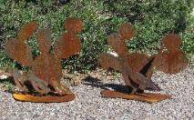 CACTUS WITH QUAIL AND ROADRUNNER