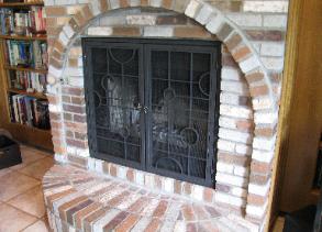 abstract circles fireplace doors