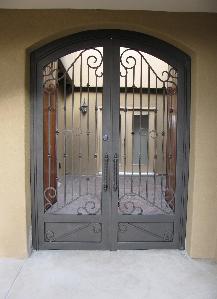 double coourtyard gate with panels open